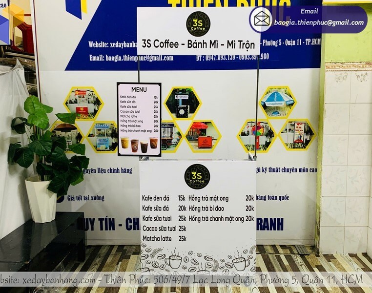 xe đẩy bán cà phê mang đi