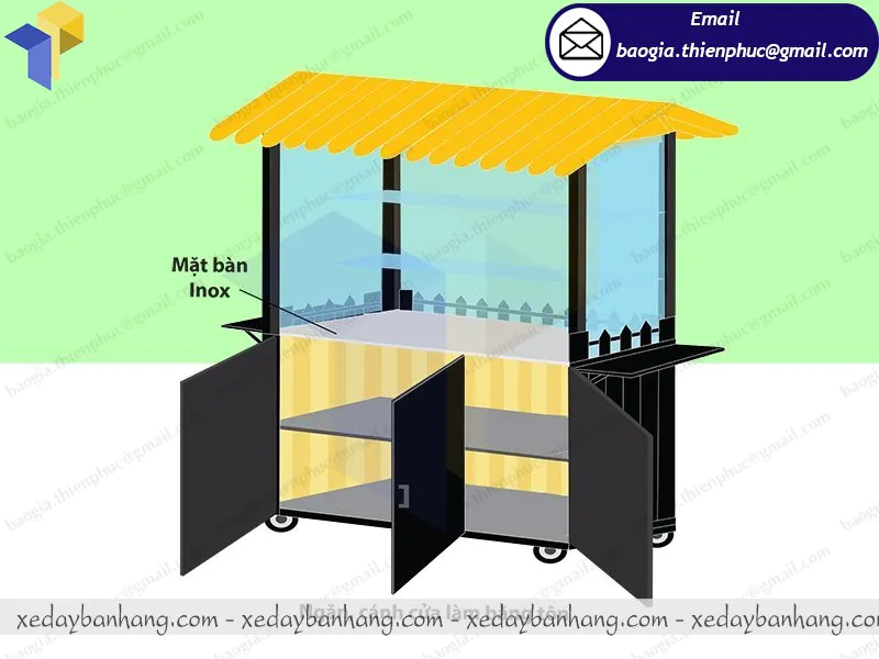 thiết kế tủ sắt ốp gỗ bán cafe