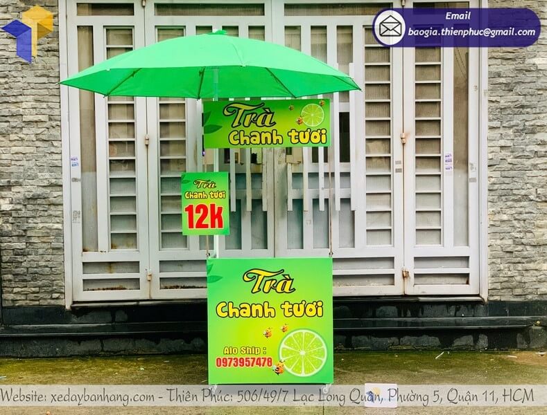 xe bán trà chanh gấp gọn