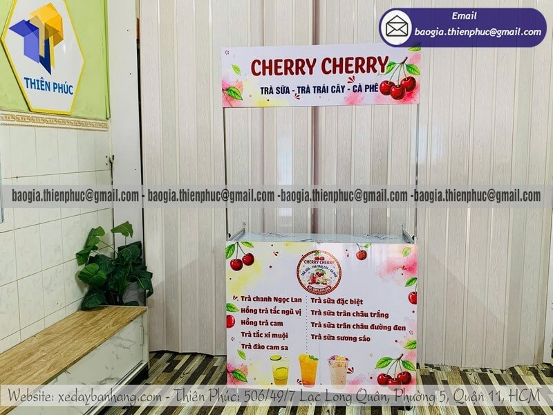 xe bán trà trái cây gấp gọn