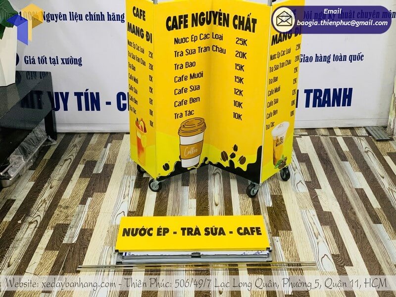 xe bán cà phê di động gấp gọn