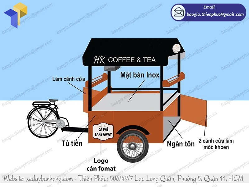 xe đạp bán cà phê độc đáo bền bỉ